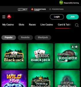 PokerStars casino website