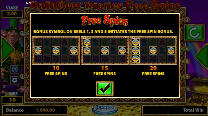 Rainbow Riches Free Spins