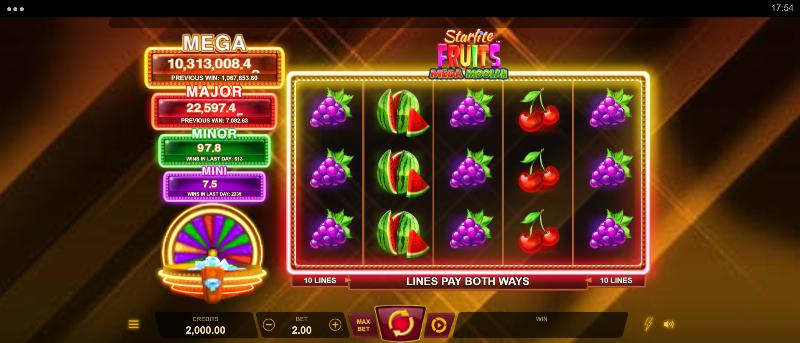 Starlite Fruits Mega Moolah