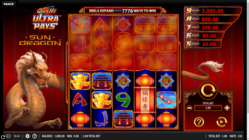 Quick Hit Ultra Pays Sun Dragon