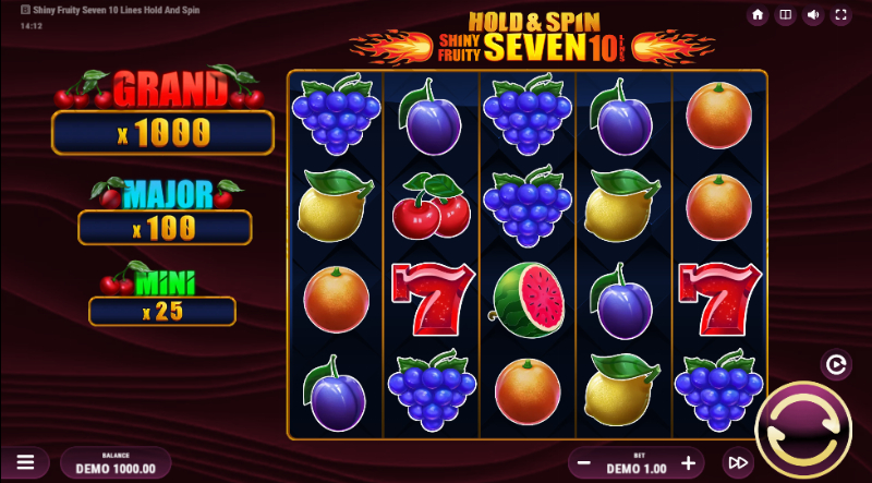 Shiny Fruity Seven 10 Lines Hold And Spin