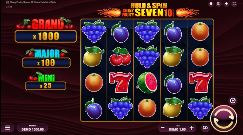 Shiny Fruity Seven 10 Lines Hold And Collect