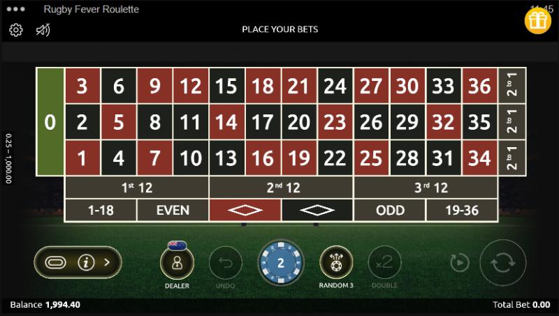 Rugby Fever Roulette