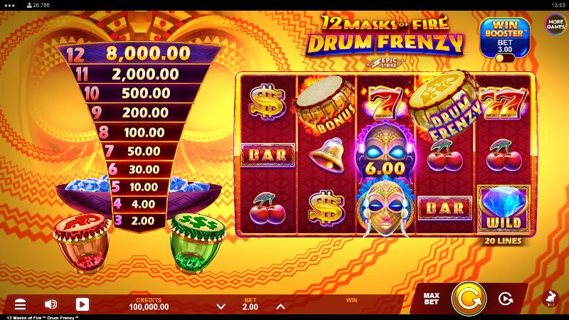 12 Masks Of Fire Drum Frenzy