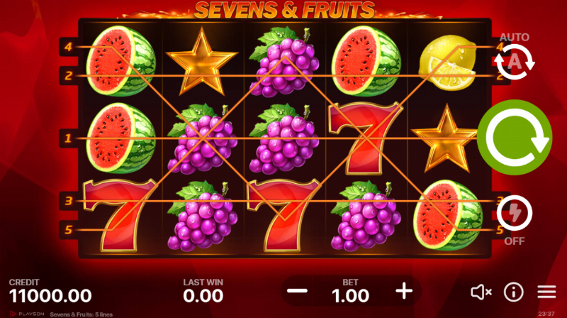 Sevens Fruits: 20 Lines