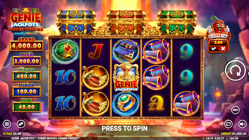 Genie Jackpots Three Wishes Combo Frenzy