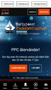Party Poker casino hemsida