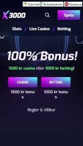 X3000 casino hemsida