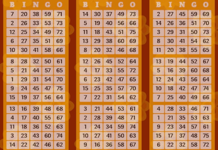 så här ser bingobrickor online ut