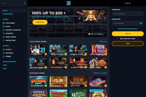 21.co.uk Casino startsidan