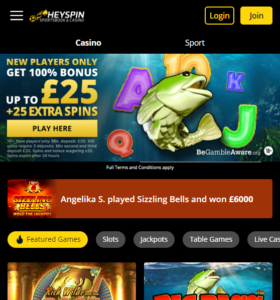HeySpin casino website