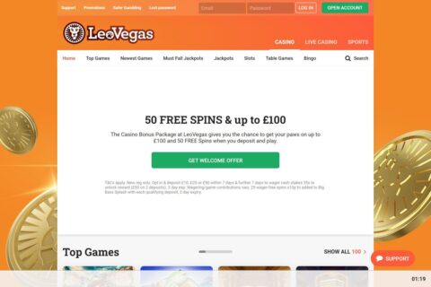LeoVegas Casino startsidan