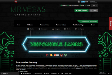 Mr. Vegas Casino casino ansvarsfullt spelande