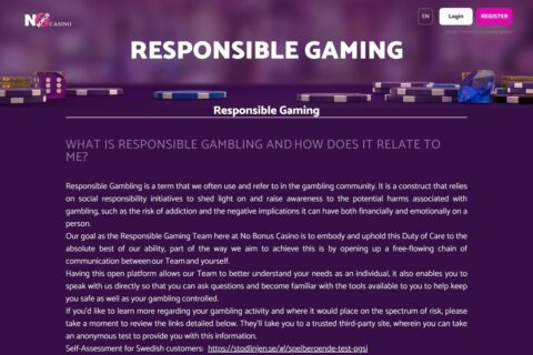 No Bonus Casino casino ansvarsfullt spelande