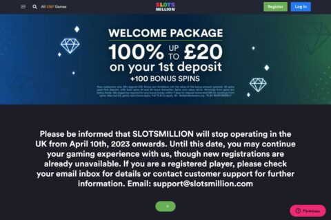 SlotsMillion casino startsidan
