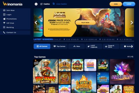 Winomania Casino startsidan