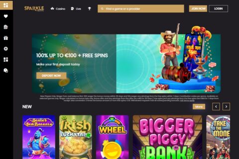 Sparkle Slots Casino startsidan