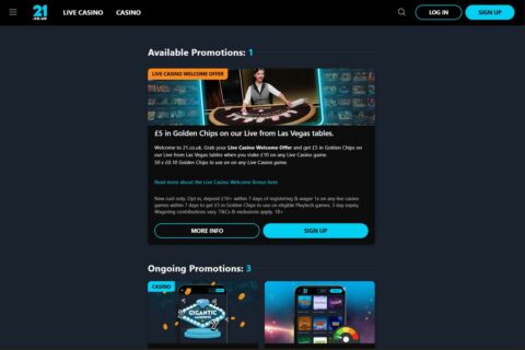 21.co.uk Casino kampanjer