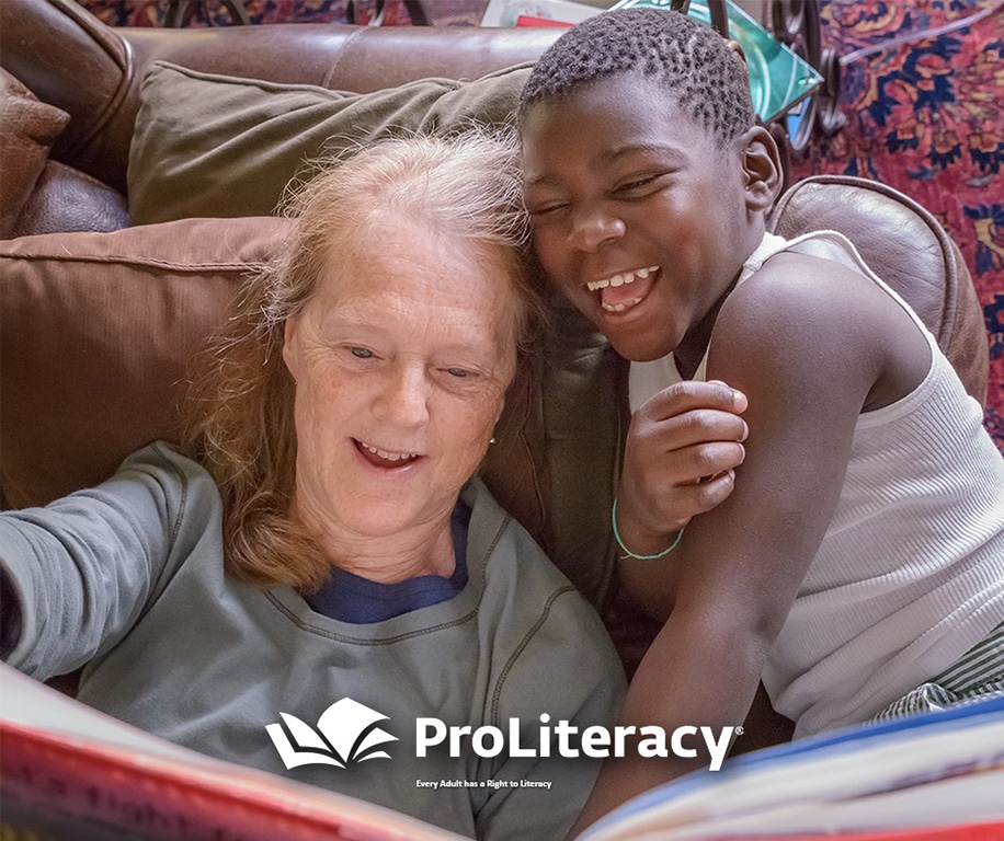 Proliteracy woman and child reading